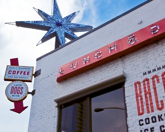 Exterior shot of the Frank restaurant